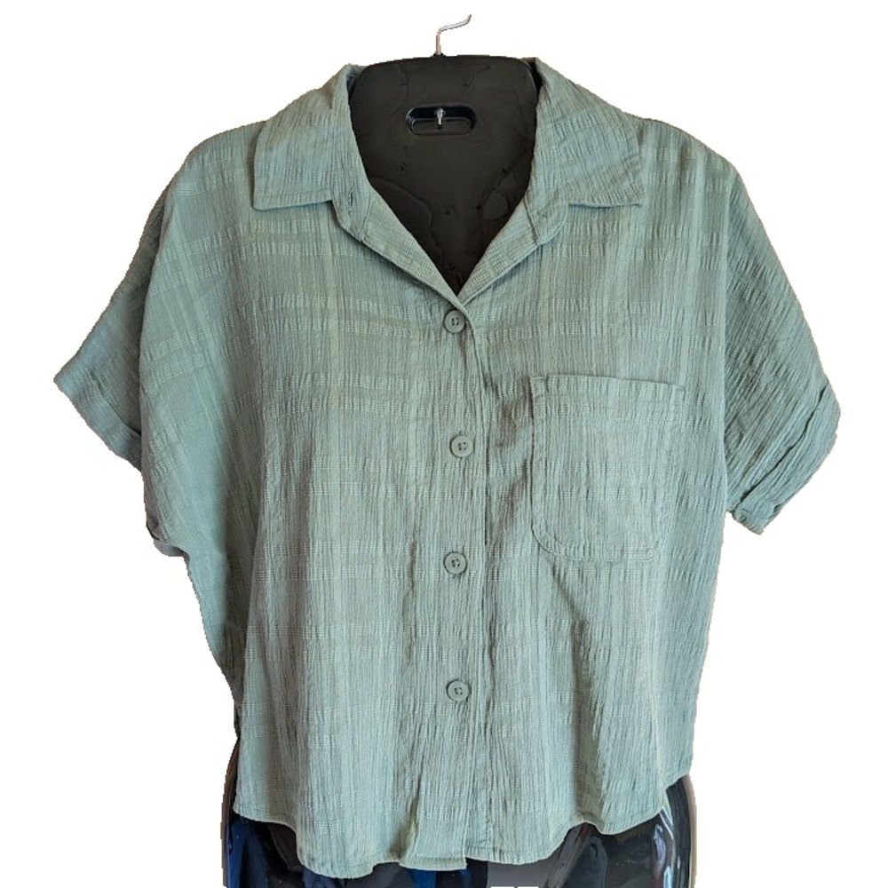 Aeropostale Camp Shirt Womens XS 100% Organically Grown Cotton Button Oversized